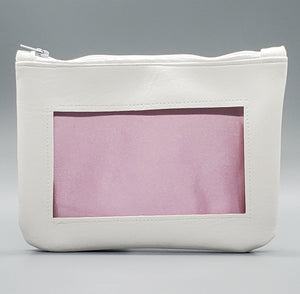White pink pastel ita cosmetic bag