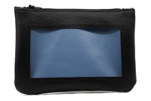 Load image into Gallery viewer, light blue black ita cosmetic bag pencil pouch Anime Posh vegan leather satin  
