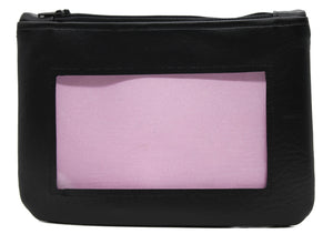 Light pink black ita cosmetic bag pencil pouch Anime Posh vegan leather satin  
