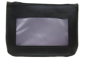 lavender light purple black ita cosmetic bag pencil pouch Anime Posh vegan leather satin  